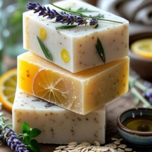 สบู่น้ำมันธรรมชาติ รูปสี่เหลี่ยม เซ็ต 3 ชิ้น